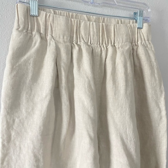 Elizabeth Suzann 100% Linen Wide Leg Cropped Pants Elastic Waist Women's Large - Picture 3 of 9
